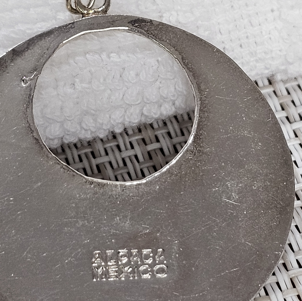 Alpaca Mexico Silver Abalone Vintage Drop Earrings - Picture 7 of 8